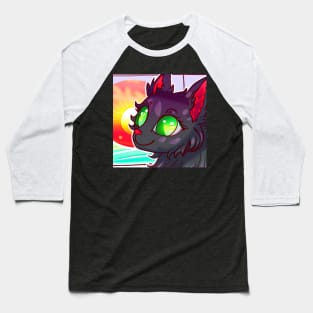 Black cat looking at sunset Baseball T-Shirt